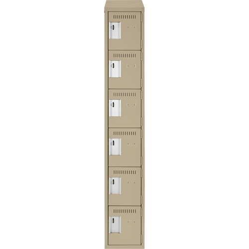 Clean Line Lockerette, 6 -tier, 12" x 18" x 78", Steel, Beige, Rivet (Assembled) Ontario Packaging
