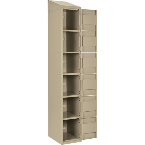 Clean Line Lockerette, 6 -tier, Bank of 4, 48" x 18" x 78", Steel, Beige, Rivet (Assembled) Ontario Packaging