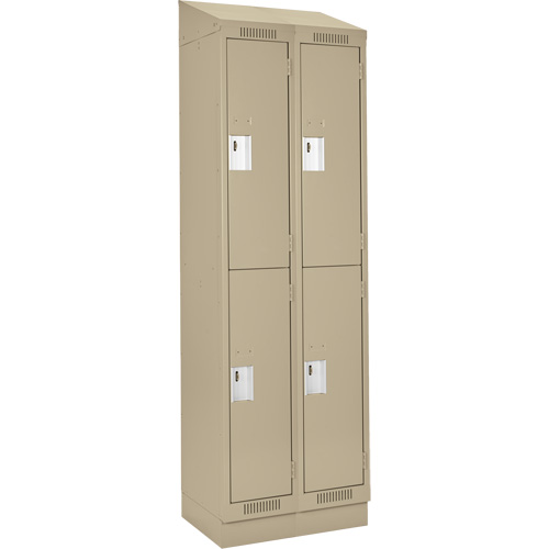 Clean Line Lockers, 2 -tier, Bank of 2, 24" x 18" x 82", Steel, Beige, Rivet (Assembled) Ontario Packaging
