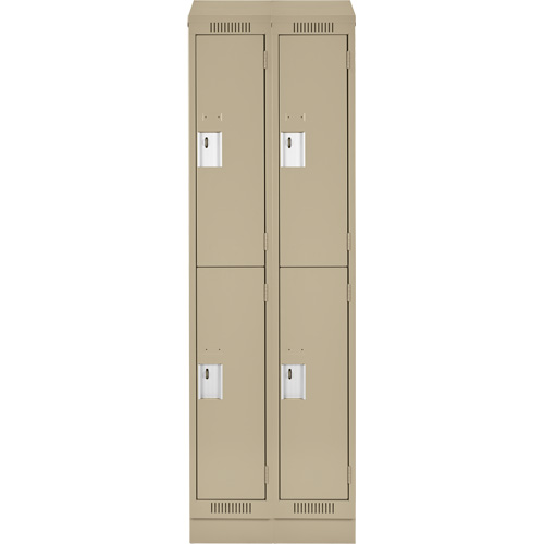 Clean Line Lockers, 2 -tier, Bank of 2, 24" x 18" x 82", Steel, Beige, Rivet (Assembled) Ontario Packaging