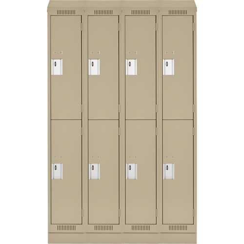 Clean Line Lockers, 2 -tier, Bank of 4, 48" x 18" x 82", Steel, Beige, Rivet (Assembled) Ontario Packaging