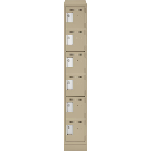 Clean Line Lockerette , 6 -tier, 12" x 18" x 82", Steel, Beige, Rivet (Assembled) Ontario Packaging