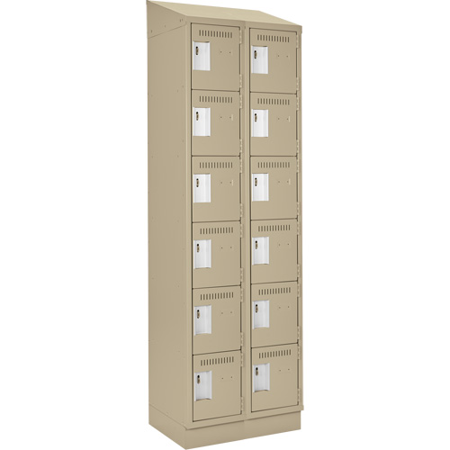 Clean Line Lockerette , 6 -tier, Bank of 2, 24" x 18" x 82", Steel, Beige, Rivet (Assembled) Ontario Packaging