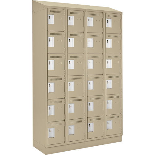 Clean Line Lockerette , 6 -tier, Bank of 4, 48" x 18" x 82", Steel, Beige, Rivet (Assembled) Ontario Packaging