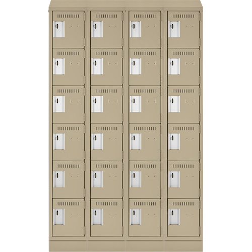 Clean Line Lockerette , 6 -tier, Bank of 4, 48" x 18" x 82", Steel, Beige, Rivet (Assembled) Ontario Packaging