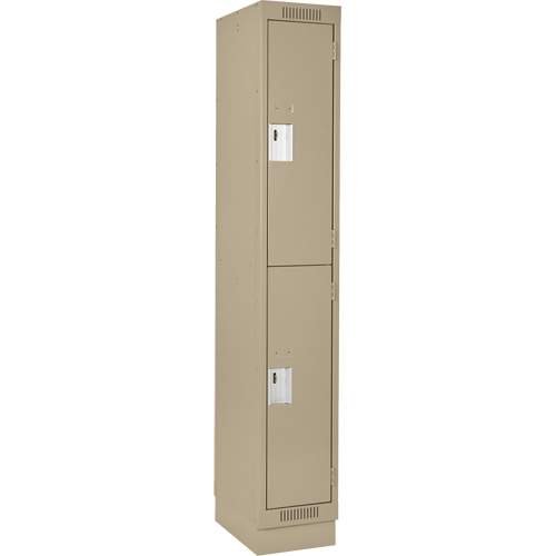 Clean Line Lockers, 2 -tier, 12" x 18" x 76", Steel, Beige, Rivet (Assembled) Ontario Packaging