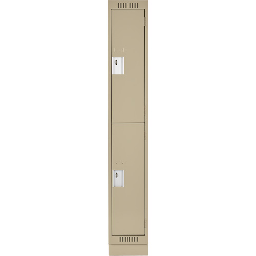 Clean Line Lockers, 2 -tier, 12" x 18" x 76", Steel, Beige, Rivet (Assembled) Ontario Packaging