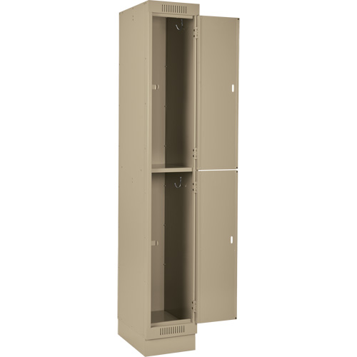 Clean Line Lockers, 2 -tier, Bank of 3, 36" x 18" x 76", Steel, Beige, Rivet (Assembled) Ontario Packaging