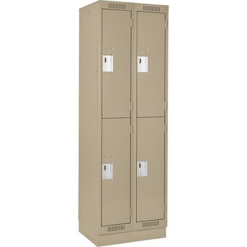 Casiers Clean Line, 2 niveaux, Bloc de 2, 24" x 18" x 76", Acier, Beige, Rivet (assembl&eacute;) Ontario Packaging