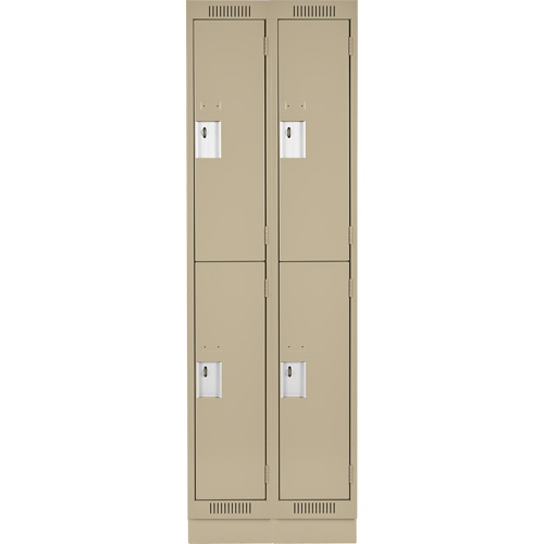 Casiers Clean Line, 2 niveaux, Bloc de 2, 24" x 18" x 76", Acier, Beige, Rivet (assembl&eacute;) Ontario Packaging