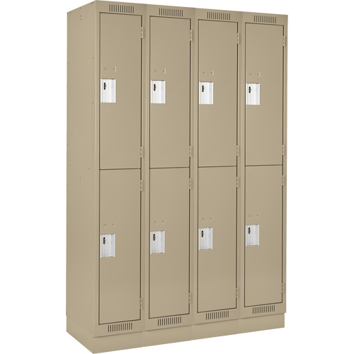 Casiers Clean Line, 2 niveaux, Bloc de 4, 48" x 18" x 76", Acier, Beige, Rivet (assembl&eacute;) Ontario Packaging