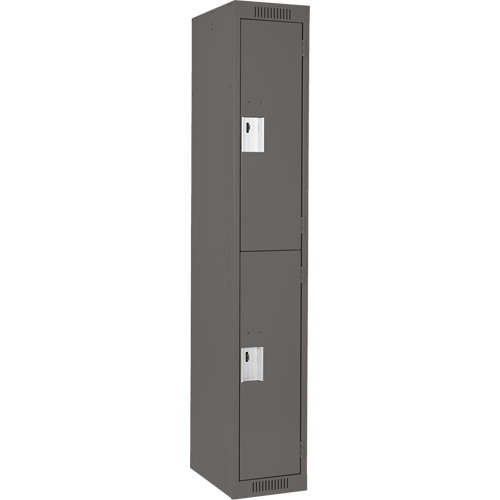 Clean Line Lockers, 2 -tier, 12" x 18" x 72", Steel, Charcoal, Rivet (Assembled) Ontario Packaging