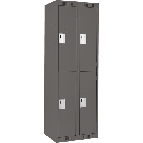 Clean Line Lockers, 2 -tier, Bank of 2, 24" x 18" x 72", Steel, Charcoal, Rivet (Assembled) Ontario Packaging