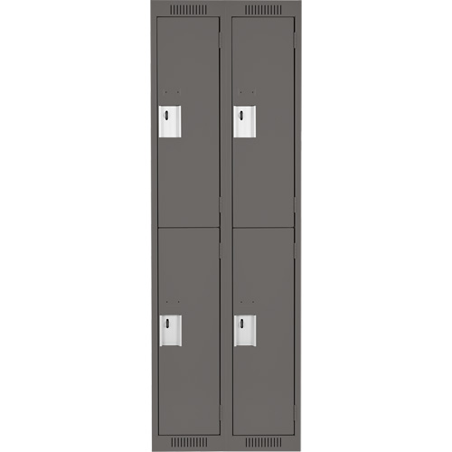 Clean Line Lockers, 2 -tier, Bank of 2, 24" x 18" x 72", Steel, Charcoal, Rivet (Assembled) Ontario Packaging