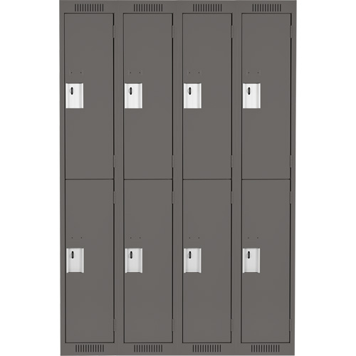 Clean Line Lockers, 2 -tier, Bank of 4, 48" x 18" x 72", Steel, Charcoal, Rivet (Assembled) Ontario Packaging