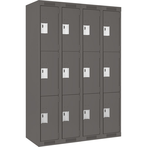 Casiers Clean Line, 3 niveaux, Bloc de 4, 48" x 18" x 72", Acier, Charbon, Rivet (assembl&eacute;) Ontario Packaging