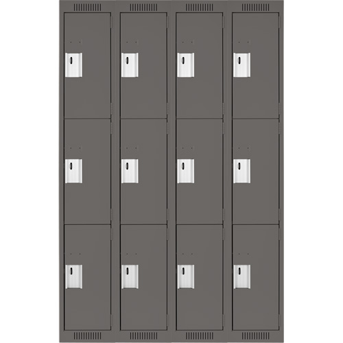 Casiers Clean Line, 3 niveaux, Bloc de 4, 48" x 18" x 72", Acier, Charbon, Rivet (assembl&eacute;) Ontario Packaging