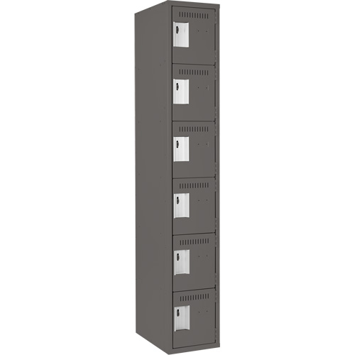 Clean Line Lockerette, 6 -tier, 12" x 18" x 72", Steel, Charcoal, Rivet (Assembled) Ontario Packaging