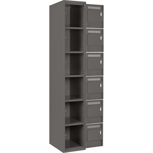 Clean Line Lockerette, 6 -tier, Bank of 4, 48" x 18" x 72", Steel, Charcoal, Rivet (Assembled) Ontario Packaging