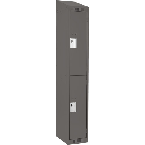 Clean Line Lockers, 2 -tier, 12" x 18" x 78", Steel, Charcoal, Rivet (Assembled) Ontario Packaging