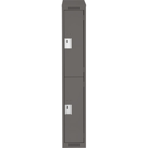 Clean Line Lockers, 2 -tier, 12" x 18" x 78", Steel, Charcoal, Rivet (Assembled) Ontario Packaging