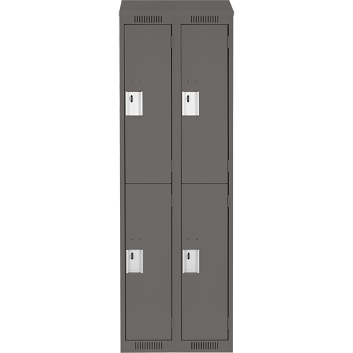 Clean Line Lockers, 2 -tier, Bank of 2, 24" x 18" x 78", Steel, Charcoal, Rivet (Assembled) Ontario Packaging