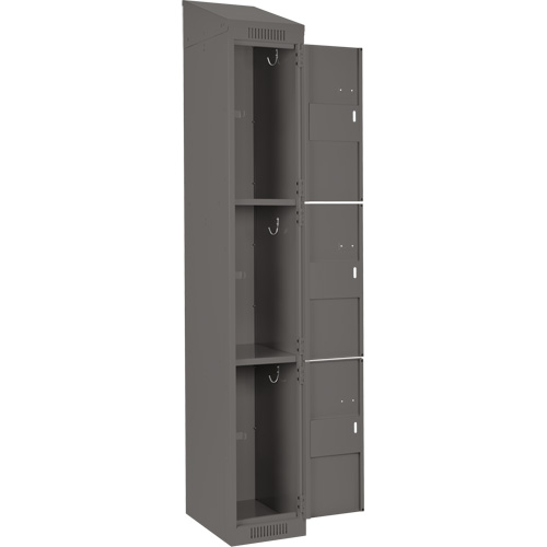 Clean Line Lockers, 3 -tier, Bank of 4, 48" x 18" x 78", Steel, Charcoal, Rivet (Assembled) Ontario Packaging