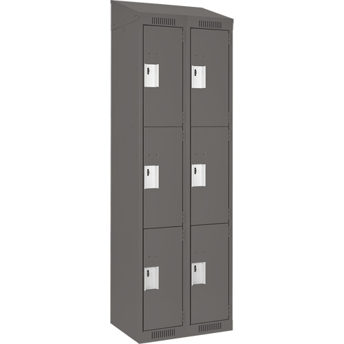 Clean Line Lockers, 3 -tier, Bank of 2, 24" x 18" x 78", Steel, Charcoal, Rivet (Assembled) Ontario Packaging