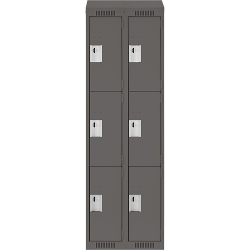 Clean Line Lockers, 3 -tier, Bank of 2, 24" x 18" x 78", Steel, Charcoal, Rivet (Assembled) Ontario Packaging