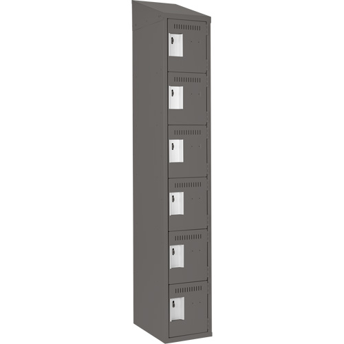 Clean Line Lockerette, 6 -tier, 12" x 18" x 78", Steel, Charcoal, Rivet (Assembled) Ontario Packaging