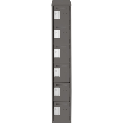Clean Line Lockerette, 6 -tier, 12" x 18" x 78", Steel, Charcoal, Rivet (Assembled) Ontario Packaging