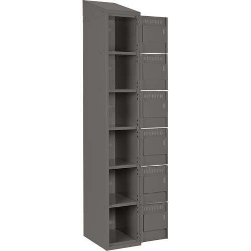 Clean Line Lockerette, 6 -tier, Bank of 3, 36" x 18" x 78", Steel, Charcoal, Rivet (Assembled) Ontario Packaging