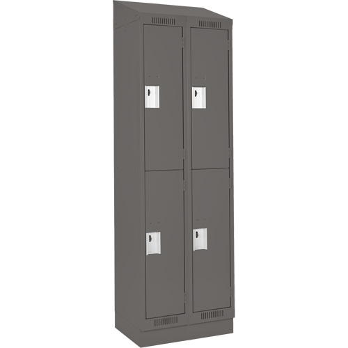 Clean Line Lockers, 2 -tier, Bank of 2, 24" x 18" x 82", Steel, Charcoal, Rivet (Assembled) Ontario Packaging