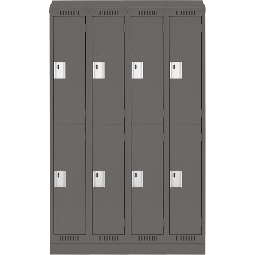Clean Line Lockers, 2 -tier, Bank of 4, 48" x 18" x 82", Steel, Charcoal, Rivet (Assembled) Ontario Packaging