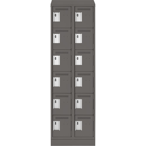 Clean Line Lockerette, 6 -tier, Bank of 2, 24" x 18" x 82", Steel, Charcoal, Rivet (Assembled) Ontario Packaging