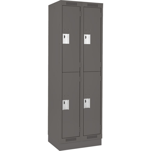 Clean Line Lockers, 2 -tier, Bank of 2, 24" x 18" x 76", Steel, Charcoal, Rivet (Assembled) Ontario Packaging