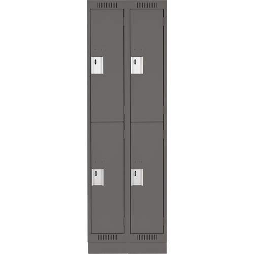 Clean Line Lockers, 2 -tier, Bank of 2, 24" x 18" x 76", Steel, Charcoal, Rivet (Assembled) Ontario Packaging