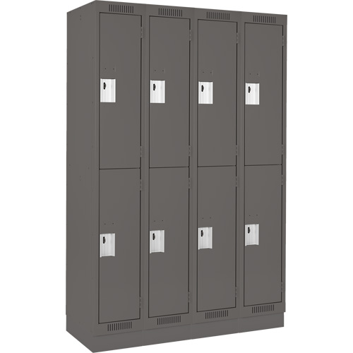 Clean Line Lockers, 2 -tier, Bank of 4, 48" x 18" x 76", Steel, Charcoal, Rivet (Assembled) Ontario Packaging