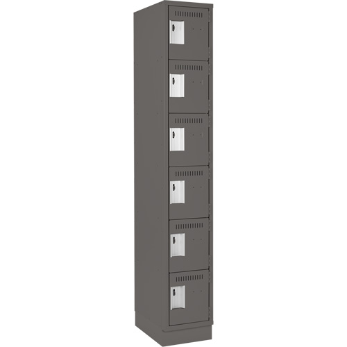 Clean Line Lockerette, 6 -tier, 12" x 18" x 76", Steel, Charcoal, Rivet (Assembled) Ontario Packaging