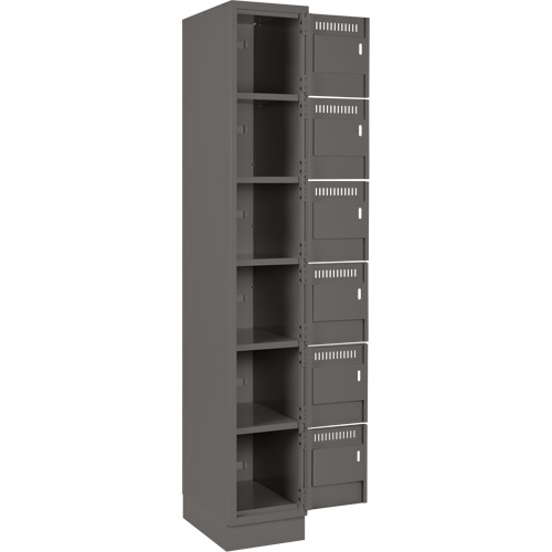 Clean Line Lockerette, 6 -tier, Bank of 4, 48" x 18" x 76", Steel, Charcoal, Rivet (Assembled) Ontario Packaging