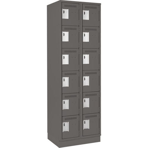 Clean Line Lockerette, 6 -tier, Bank of 2, 24" x 18" x 76", Steel, Charcoal, Rivet (Assembled) Ontario Packaging