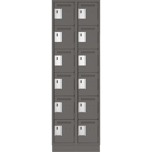 Clean Line Lockerette, 6 -tier, Bank of 2, 24" x 18" x 76", Steel, Charcoal, Rivet (Assembled) Ontario Packaging
