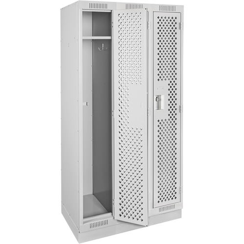 Clean Line Lockers, Bank of 3, 36" x 12" x 76", Steel, Grey, Rivet (Assembled), Perforated Ontario Packaging