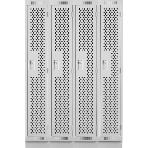 Clean Line Lockers, Bank of 4, 48" x 12" x 76", Steel, Grey, Rivet (Assembled), Perforated Ontario Packaging