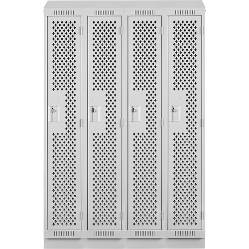 Clean Line Lockers, Bank of 4, 48" x 18" x 82", Steel, Grey, Rivet (Assembled), Perforated Ontario Packaging