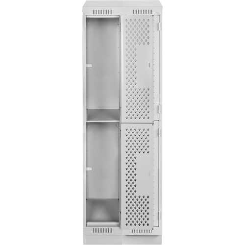 Casiers Clean Line, 2 niveaux, Bloc de 2, 24" x 18" x 82", Acier, Gris, Rivet (assembl&eacute;), Perfor&eacute; Ontario Packaging