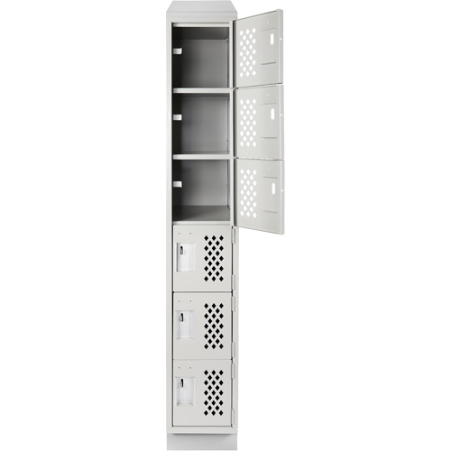 Assembled Lockerettes Clean Line Perforated Economy Lockers, 6 -tier, 18" x 72" x 12", Steel Ontario Packaging