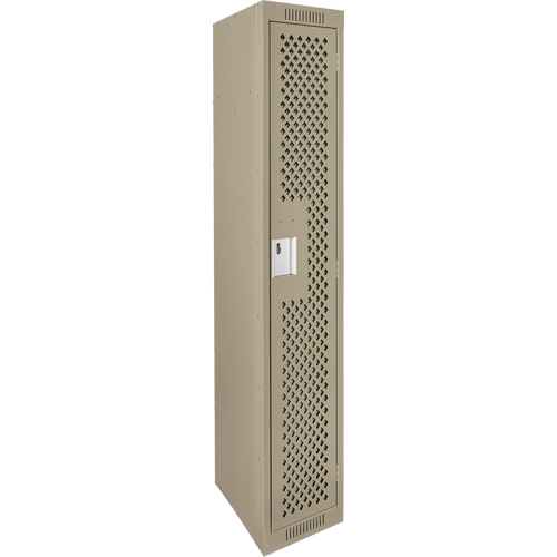 Clean Line Lockers, 12" x 15" x 72", Steel, Beige, Rivet (Assembled), Perforated Ontario Packaging