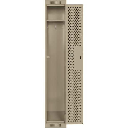Clean Line Lockers, 12" x 15" x 72", Steel, Beige, Rivet (Assembled), Perforated Ontario Packaging