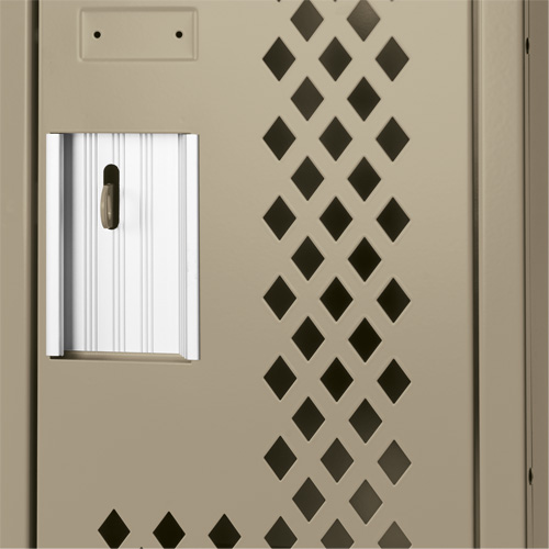 Clean Line Lockers, 2 -tier, 12" x 15" x 72", Steel, Beige, Rivet (Assembled), Perforated Ontario Packaging